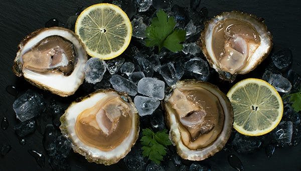 Oysters in lemon and ice